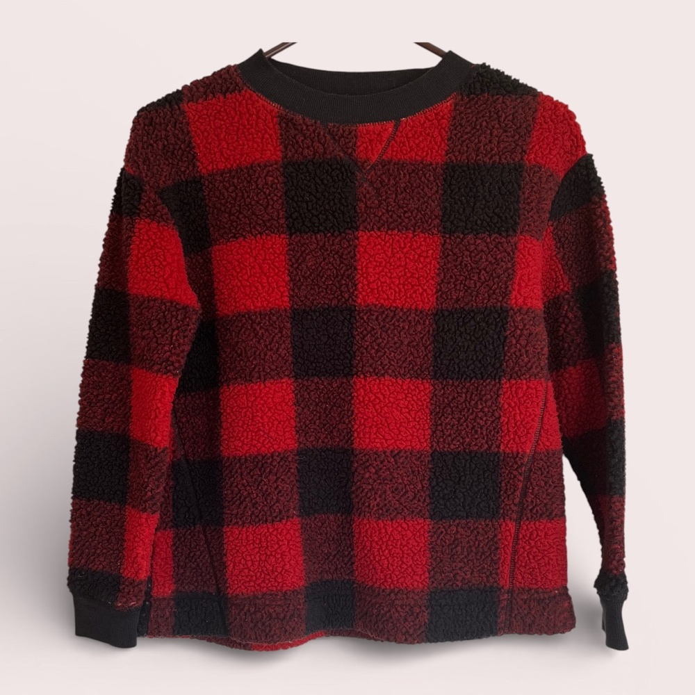 Koolaburra Buffalo Plain Red and Black Teddy Pullover Size SP